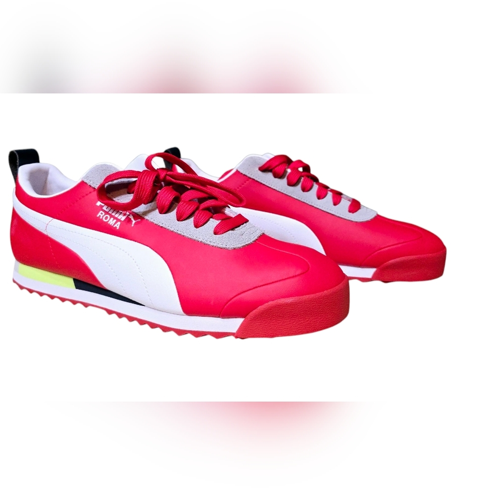 New Puma Mens Roma Retro Goods Lace Up Red and white   shoes size 11
